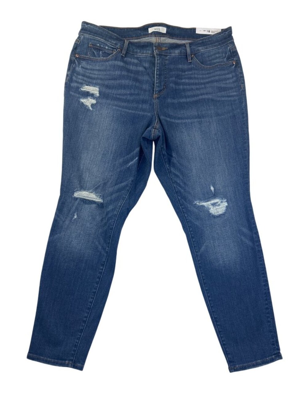 NWT LOFT Plus Women's 18 High Waist Skinny Jeans Distressed Blue Denim Curvy